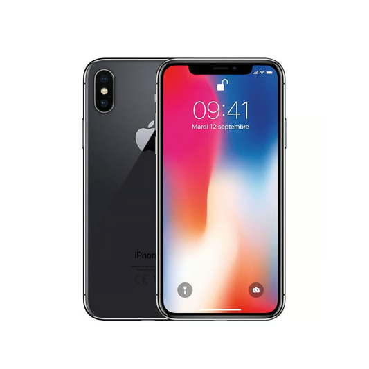 Relo -Refurbished- iPhone X · SIM physique · Batterie neuve iPhone X · SIM physique · Batterie neuve - État correct / 64 Go / Gris sidéral
